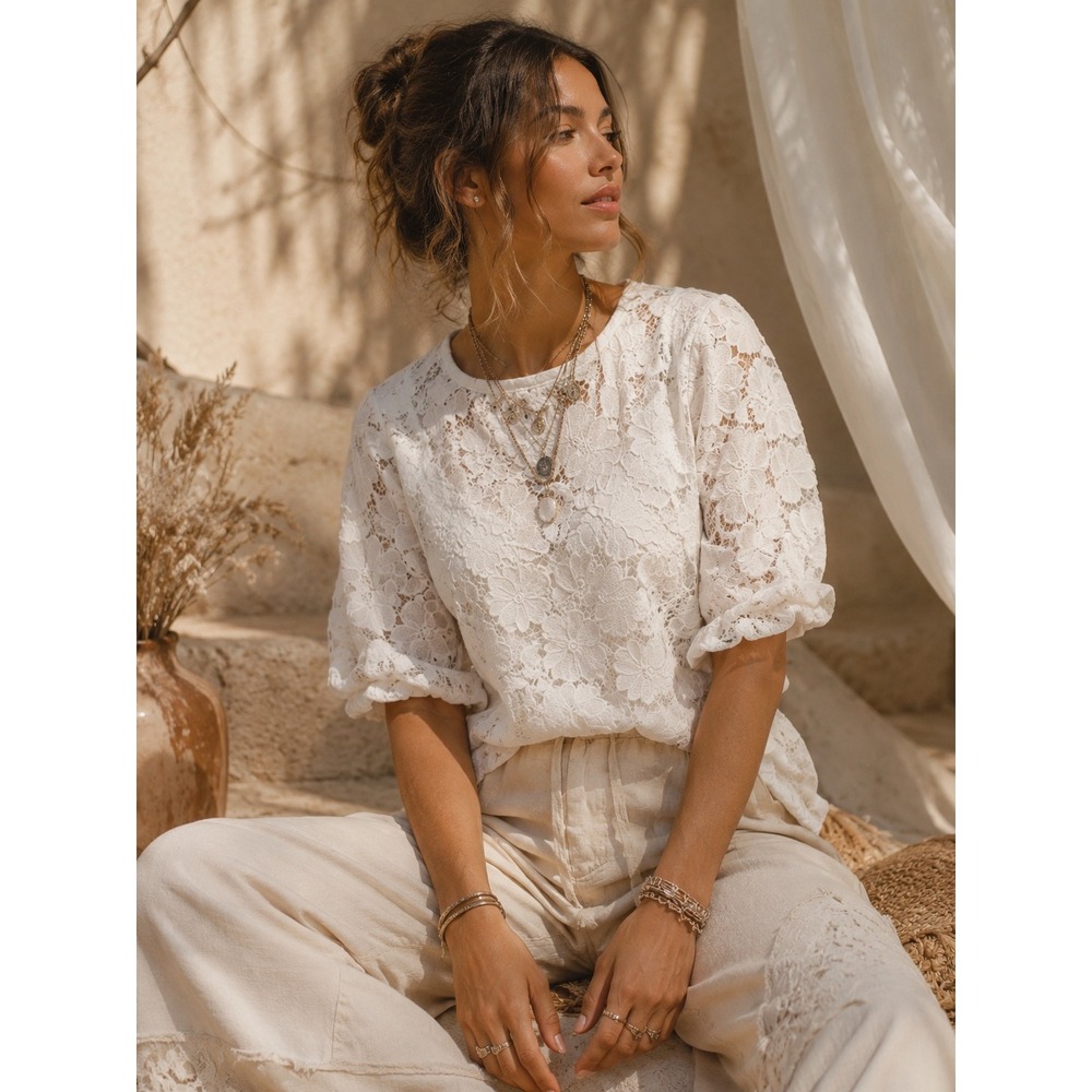 Elegant White‎ Lace Women's Top